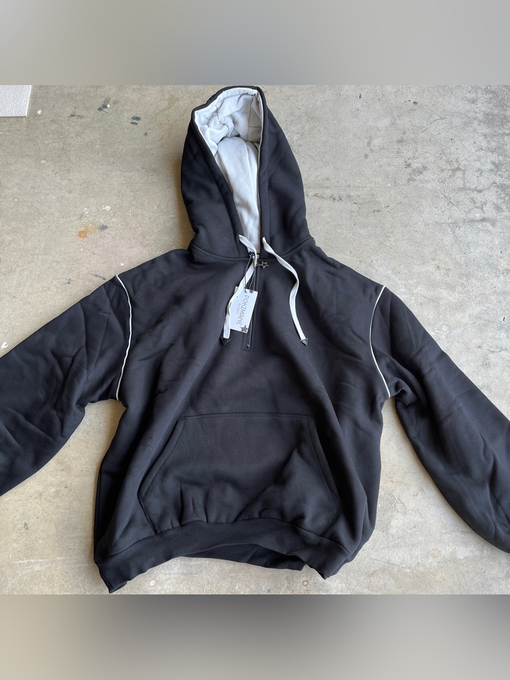Pokimane by Ebiko Quarter Zip Hoodie Black